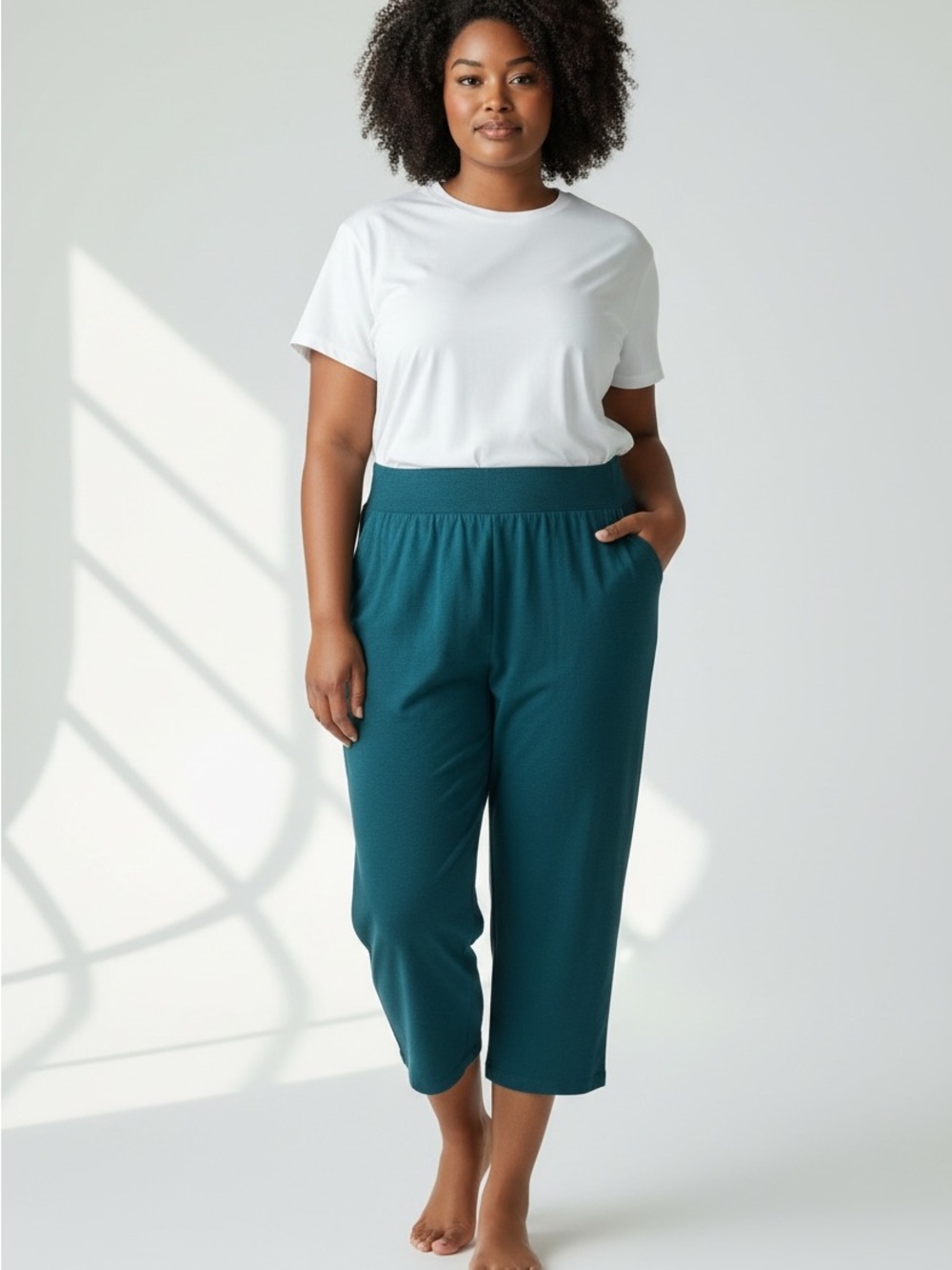 Gudrun Sjoden Green Wool Blend Pull On Casual Ankle Cropped Pants Size XXL